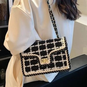 Black & White Tweed Flap Bag